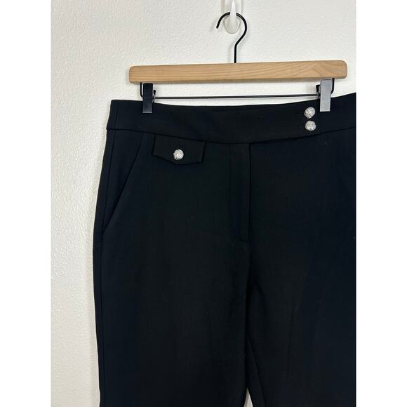 Veronica Beard Renzo Straight Leg Silver Button Pants Black Sz 14 Office - Picture 6 of 9